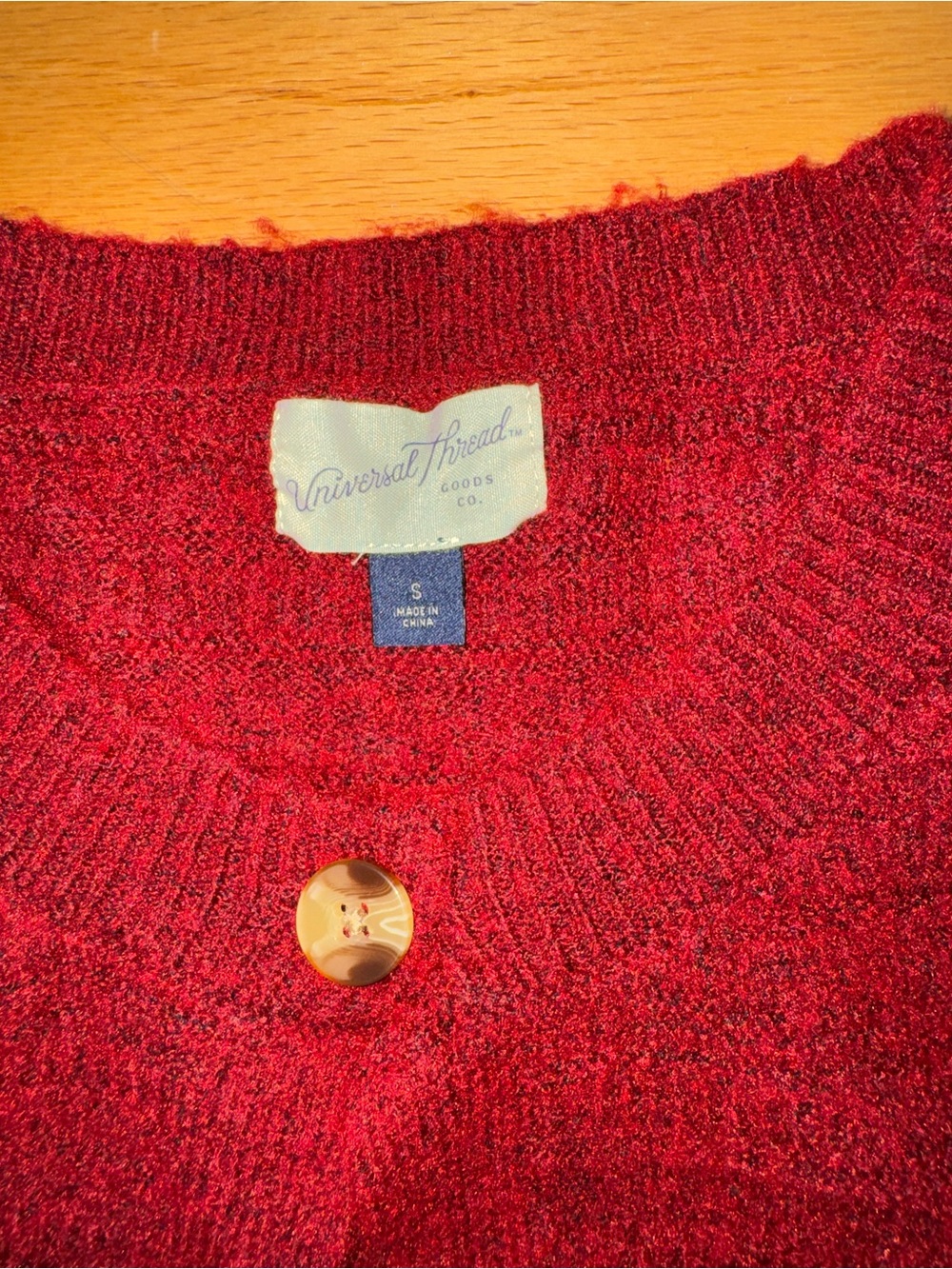 Universal Thread Burgundy Cropped Knit Button Cardigan - Picture 3 of 3